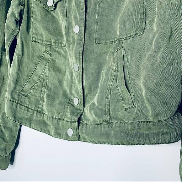 Anthropologie Sanctuary army green utility colorless linen  jacket size XS - Picture 6 of 9